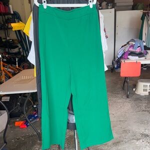 Chic Green Wide Leg Women's Pants